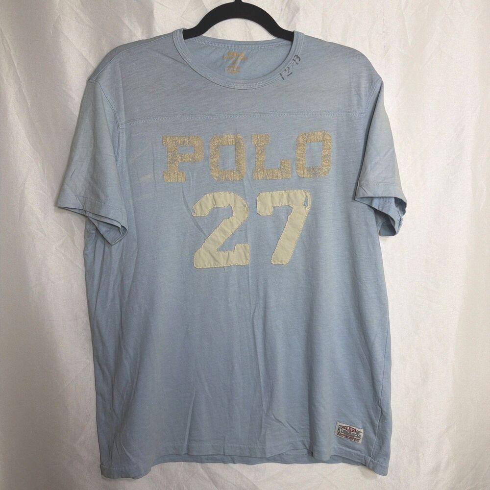 Polo Ralph Lauren Sporting Apparel Graphic Tee Blue Custom Fit Men's L